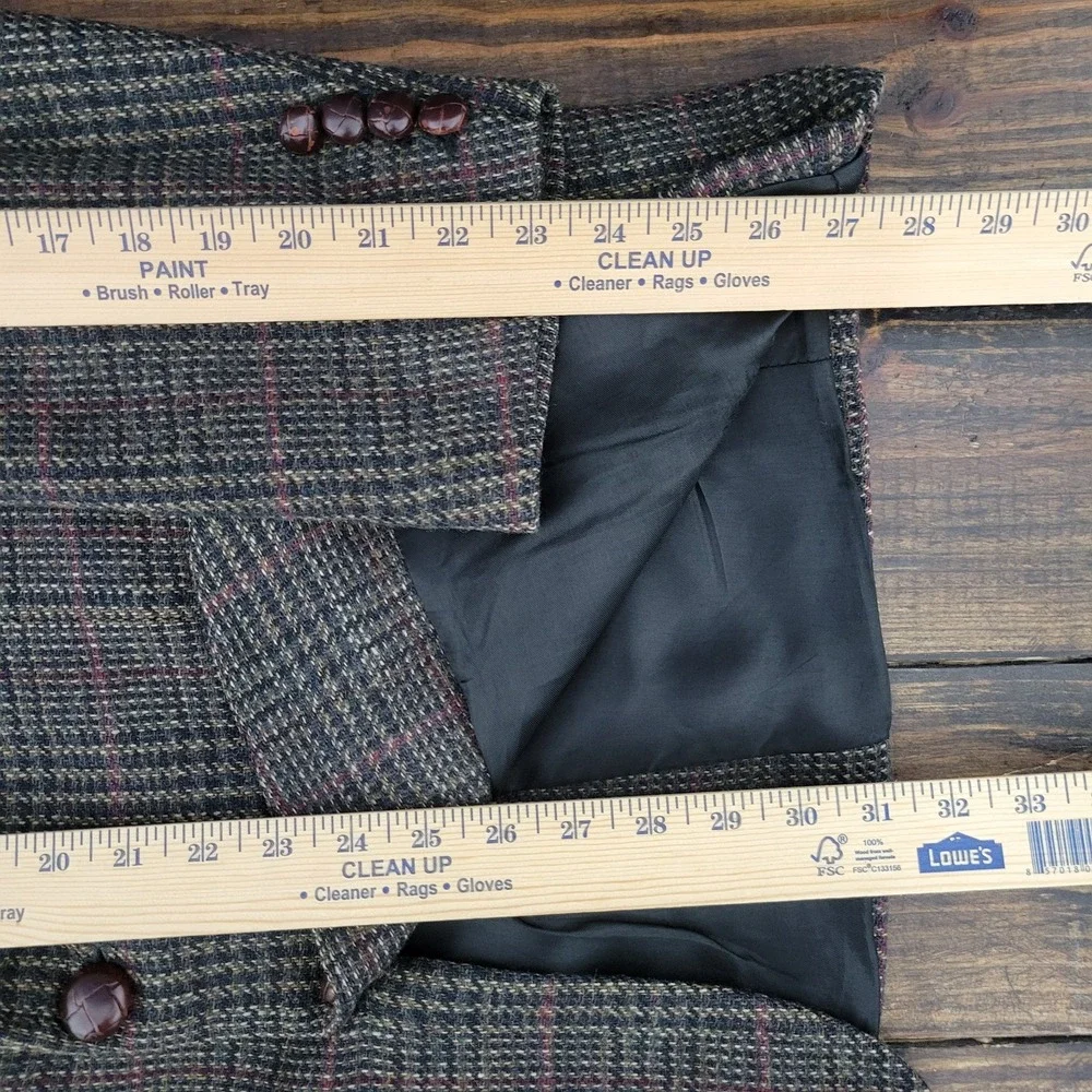Robert Stock Men's Sport‎ Coat Blazer Two Button Brown Plaid Wool Size 44R